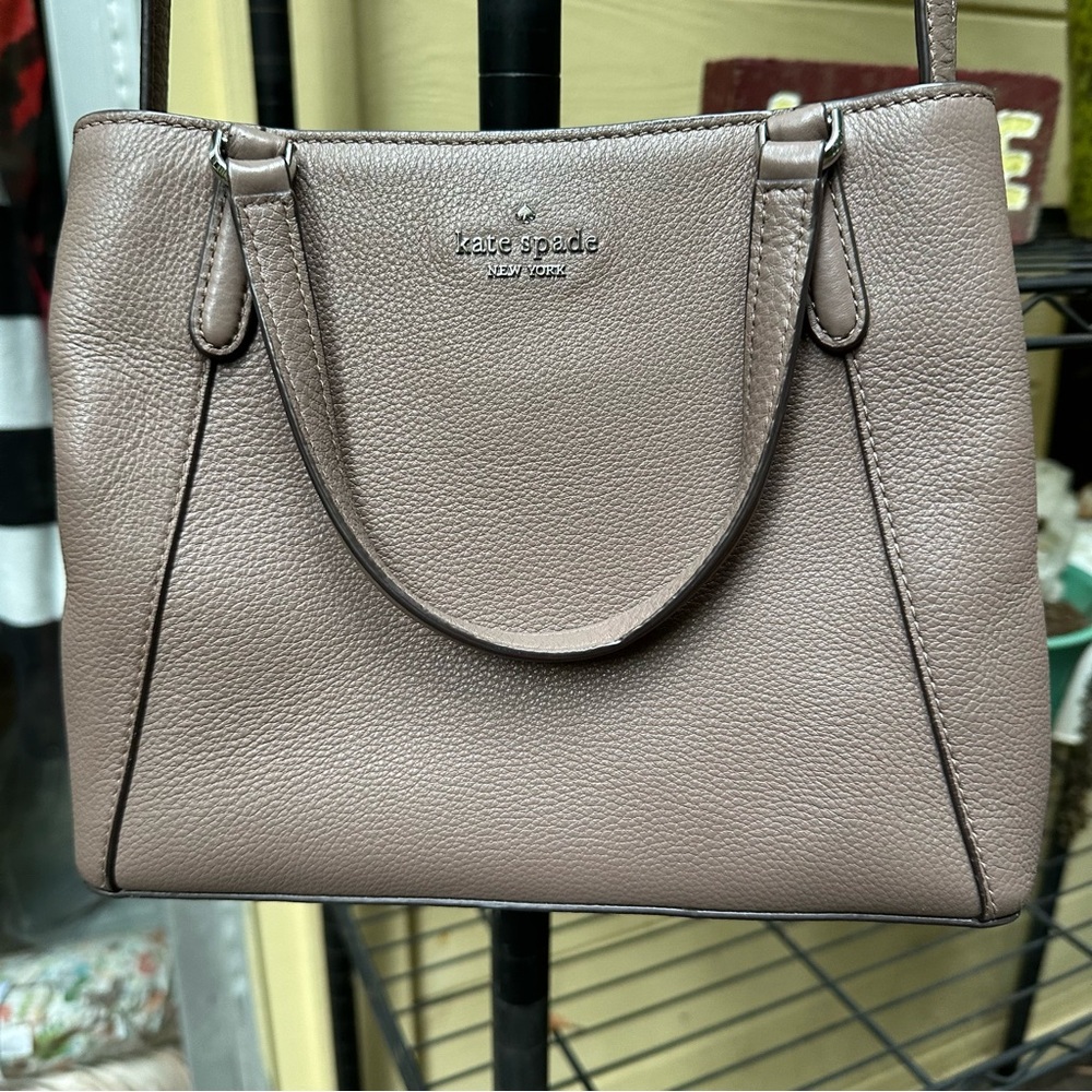 KATE SPADE Leather Medium Triple Compartment Satchel Jackson in Soft Taupe